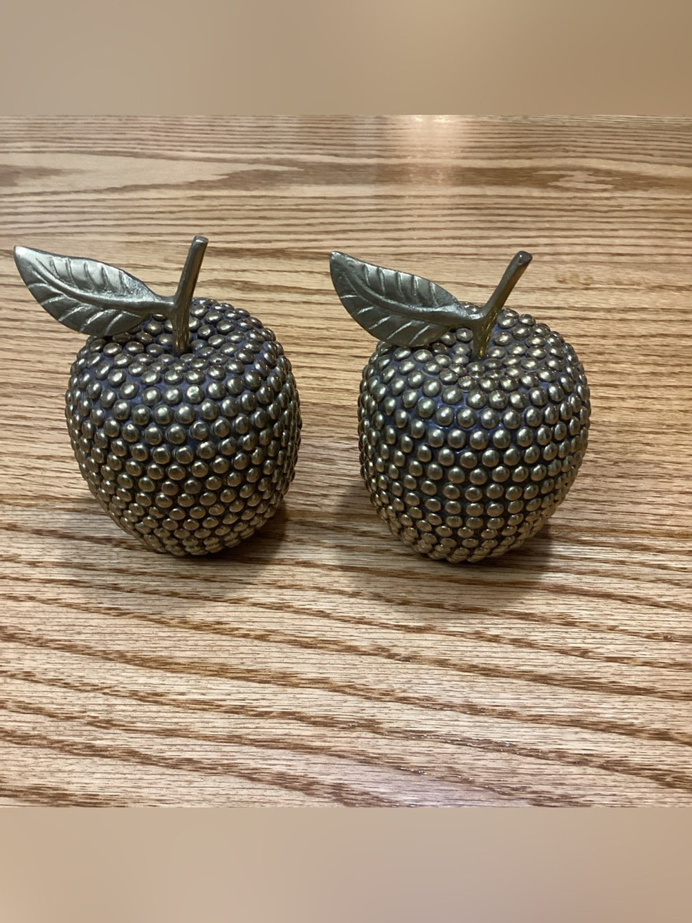 Brass-Tone studded Decorative Apple paperweight Set - Home Accents